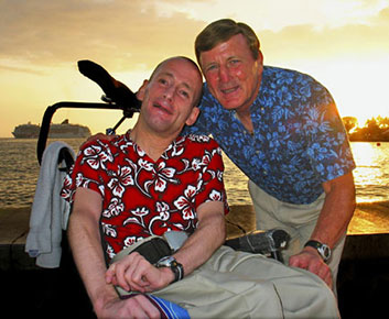 Rick and Dick Hoyt at Hawaiian sunset
