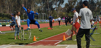 Ahkeel during long jump competition