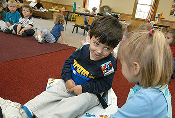 Samuel sitting in classroom