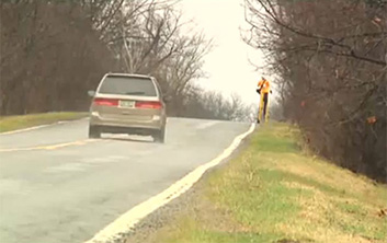 Neil Sauter walks across Michigan