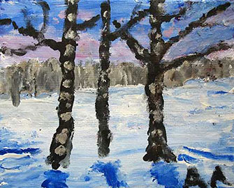 Anne Abbott's birch trees in a winter field