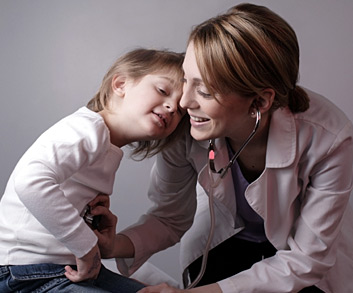 Girl getting exam by doctor